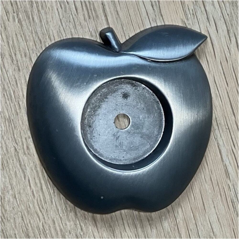 Vintage AML Apple Shaped Metal Candle Holder Gray for Pillar Candle 3 in